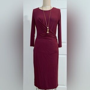Ann Taylor stretch faux Wrap dress in Maroon - Size S - NWT